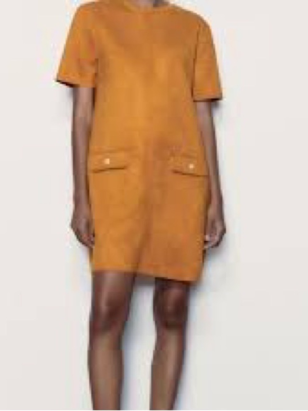 Zara Short-Sleeve Shift Dress in orange